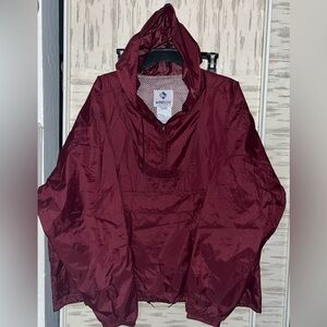 Windless Jacket Womens XL Burgundy Windbreaker Hooded Packable Rain Coat USA